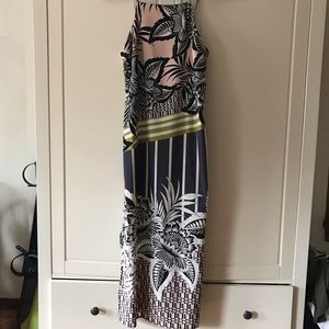 TOPSHOP Tropical Midi Dress with side slits-TALL
